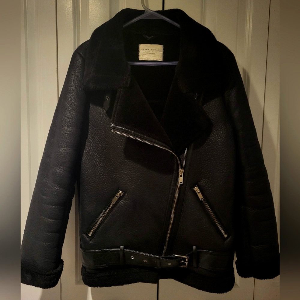 Zara Black Winter Motorcycle Style Jacket
